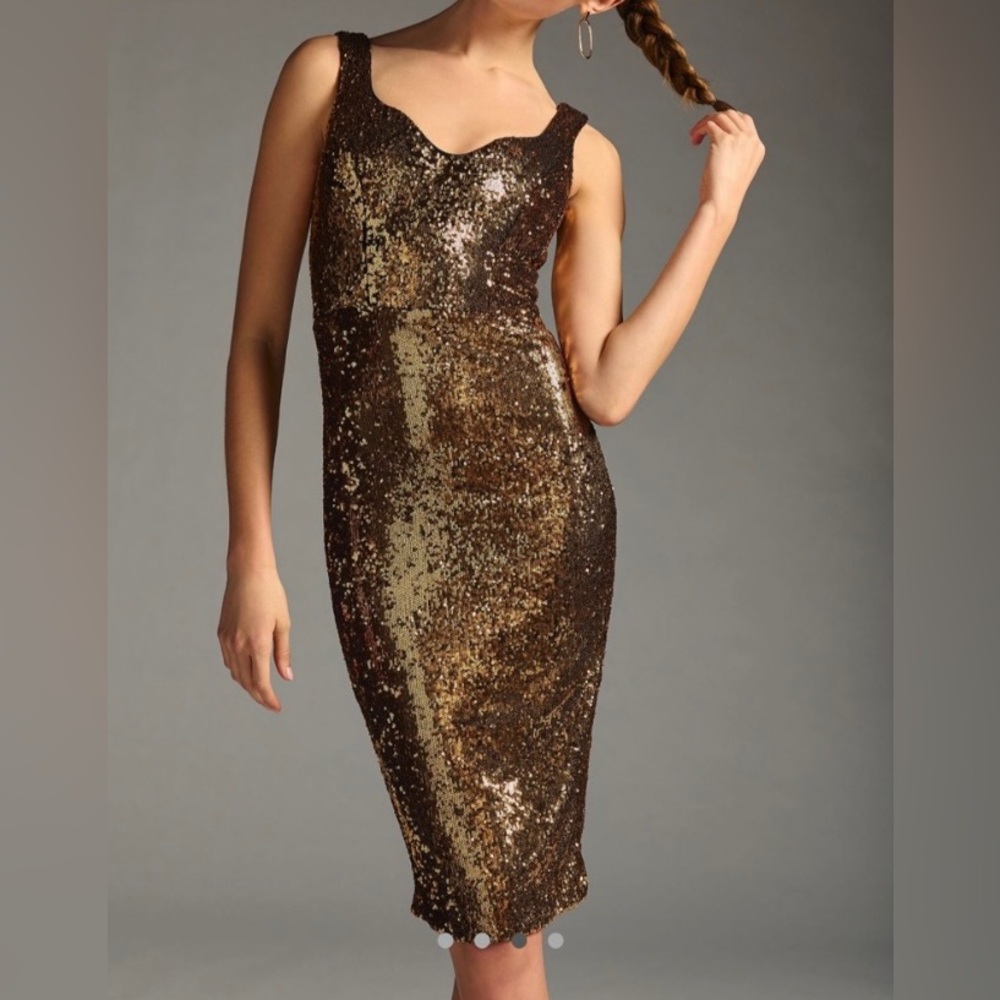 NWT Dress The Population sequined Sloane dress in Gold. Size M but fits …